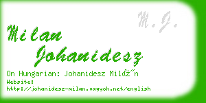 milan johanidesz business card